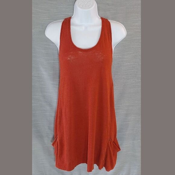 Minimalist Eileen Fisher Rust Sienna Linen A Line Tunic Tank Top Womens Small - Picture 2 of 12